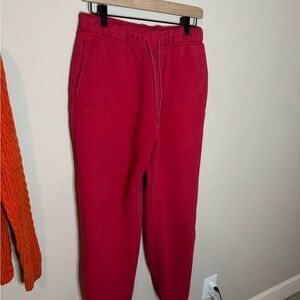 Milkstain Red Jogger Sweatpants Embroidered Logo – XL - thick cotton ultra cozy